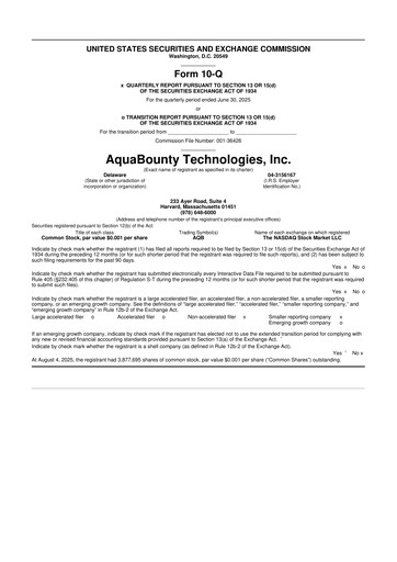Thumbnail AquaBounty Technologies 10-Q Quarterly Report FY2025 
