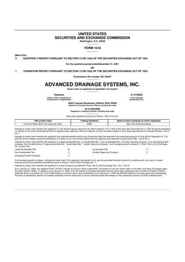 Thumbnail Advanced Drainage Systems
 10-Q Quarterly Report FY2021 
