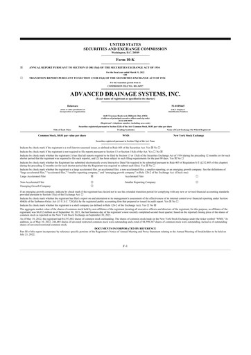 Thumbnail Advanced Drainage Systems
 10-K Annual Report 2022