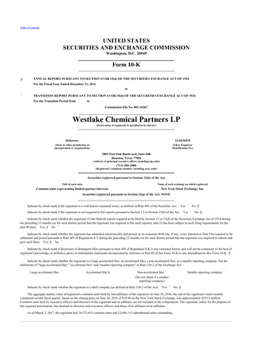 Thumbnail Westlake Chemical Partners 10-K Annual Report 2016