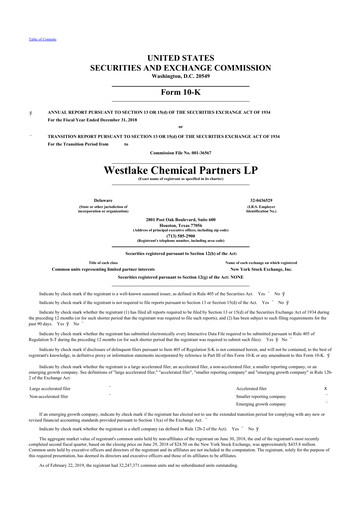 Thumbnail Westlake Chemical Partners 10-K Annual Report 2018