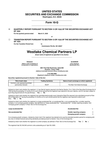 Vorschaubild Westlake Chemical Partners 10-Q Quartalsbericht 2020 