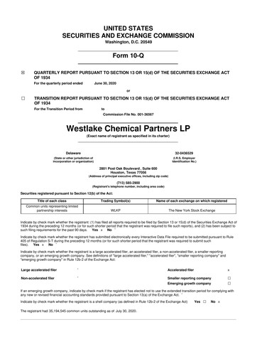 Vorschaubild Westlake Chemical Partners 10-Q Quartalsbericht 2020 