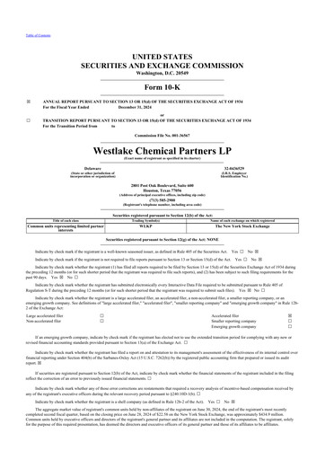 Thumbnail Westlake Chemical Partners 10-K Annual Report 2024