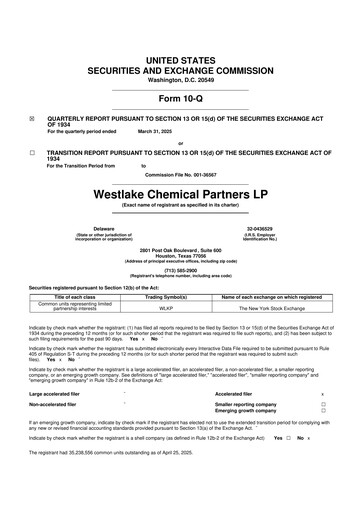 Vorschaubild Westlake Chemical Partners 10-Q Quartalsbericht 2025 