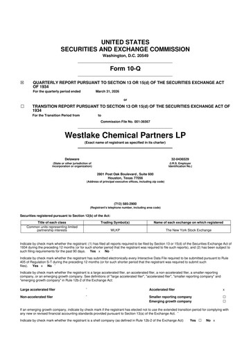 Thumbnail Westlake Chemical Partners 10-Q Quarterly Report FY 