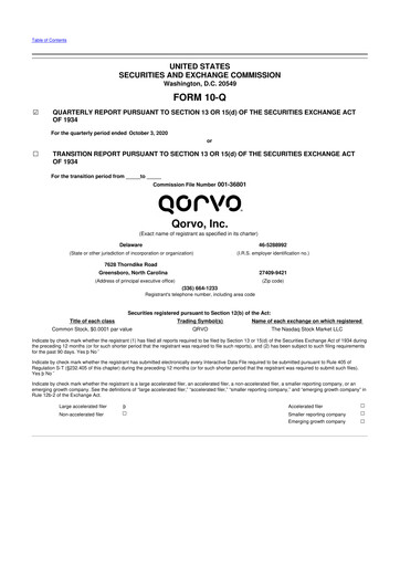 Thumbnail Qorvo
 10-Q Quarterly Report FY2021 