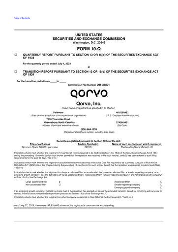 Thumbnail Qorvo
 10-Q Quarterly Report FY2024 