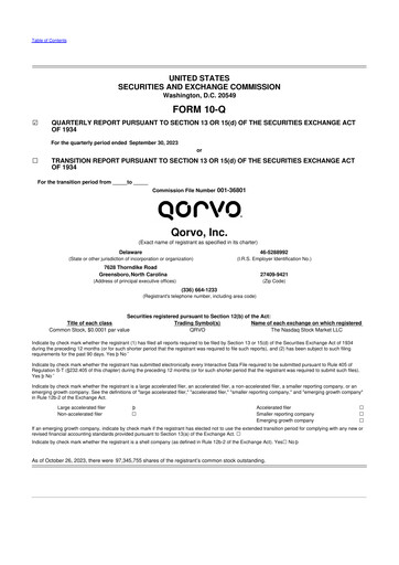 Thumbnail Qorvo
 10-Q Quarterly Report FY2024 