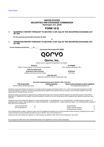 Thumbnail Qorvo
 10-Q Quarterly Report FY2024 