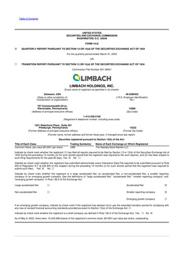 Vorschaubild Limbach Holdings 10-Q Quartalsbericht 2022 