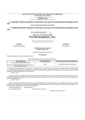 Thumbnail Via Renewables 10-Q Quarterly Report FY2024 