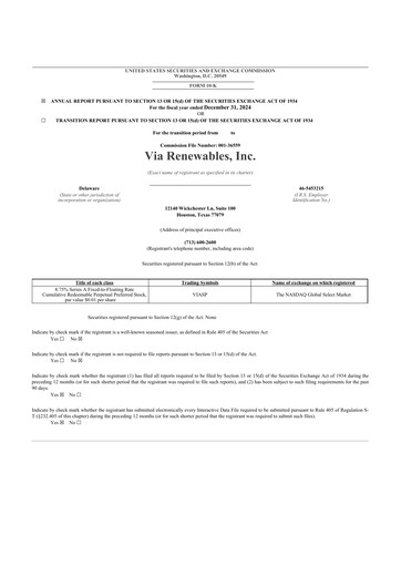 Miniature Via Renewables 10-K Rapport annuel 2024