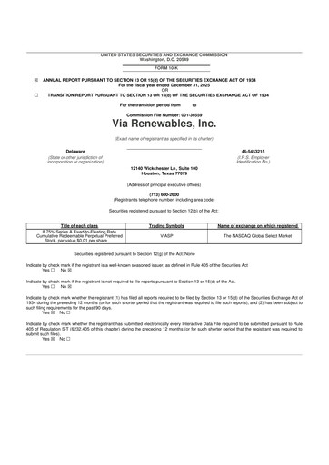 Thumbnail Via Renewables 10-K Annual Report 2025