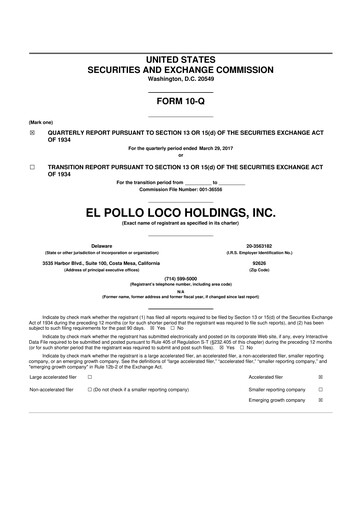 Thumbnail El Pollo Loco
 10-Q Quarterly Report FY2017 