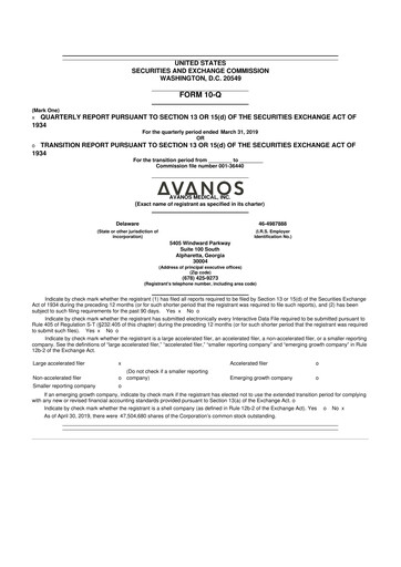 Thumbnail Avanos Medical
 10-Q Quarterly Report FY2019 