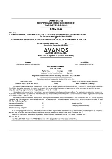 Thumbnail Avanos Medical
 10-Q Quarterly Report FY2020 