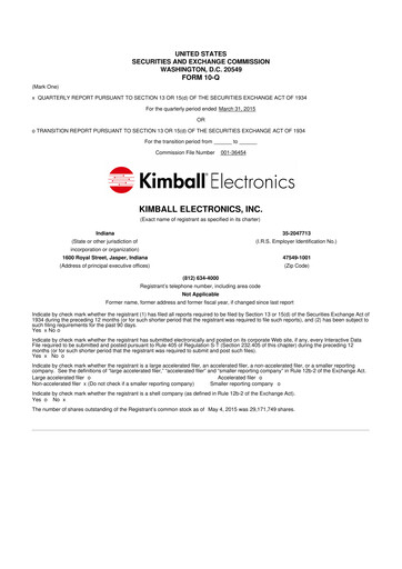 Thumbnail Kimball Electronics 10-Q Quarterly Report FY2015 