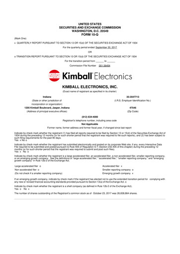 Thumbnail Kimball Electronics 10-Q Quarterly Report FY2018 