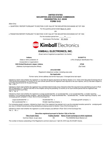 Thumbnail Kimball Electronics 10-Q Quarterly Report FY2019 