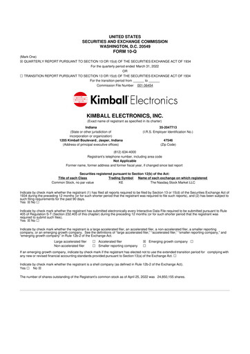 Thumbnail Kimball Electronics 10-Q Quarterly Report FY2022 