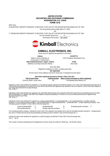 Thumbnail Kimball Electronics 10-Q Quarterly Report FY2023 