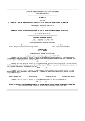 Thumbnail Pangaea Logistics Solutions 10-Q Quarterly Report FY2015 