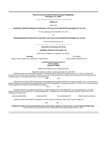 Thumbnail Pangaea Logistics Solutions 10-Q Quarterly Report FY2016 