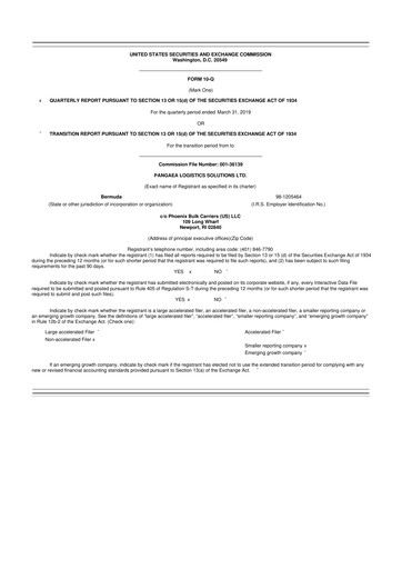 Thumbnail Pangaea Logistics Solutions 10-Q Quarterly Report FY2019 