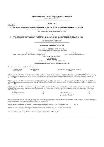 Thumbnail Pangaea Logistics Solutions 10-Q Quarterly Report FY2021 