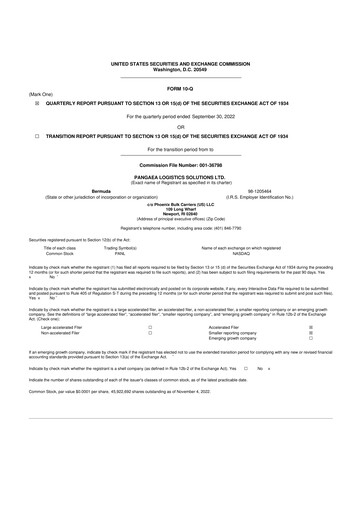 Thumbnail Pangaea Logistics Solutions 10-Q Quarterly Report FY2022 