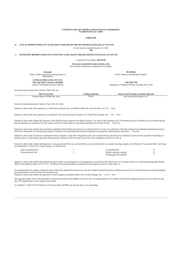 Miniature Pangaea Logistics Solutions 10-K Rapport annuel 2022