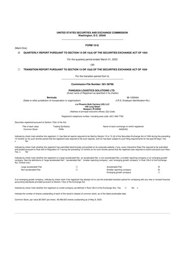 Thumbnail Pangaea Logistics Solutions 10-Q Quarterly Report FY2023 