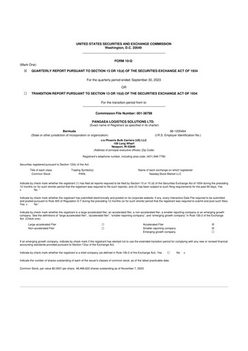 Thumbnail Pangaea Logistics Solutions 10-Q Quarterly Report FY2023 