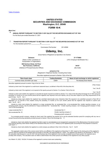 Thumbnail Udemy 10-K Annual Report 2021