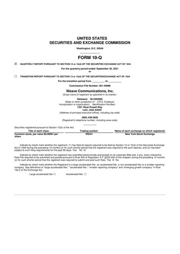 Miniature Weave Communications 10-Q Rapport trimestriel 2021 