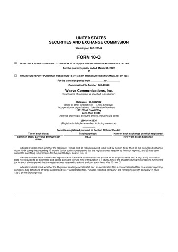 Miniature Weave Communications 10-Q Rapport trimestriel 2022 