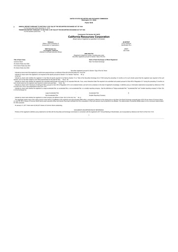 Thumbnail California Resources Corporation
 10-K Annual Report 2016