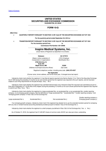 Vorschaubild Inspire Medical Systems
 10-Q Quartalsbericht 2018 