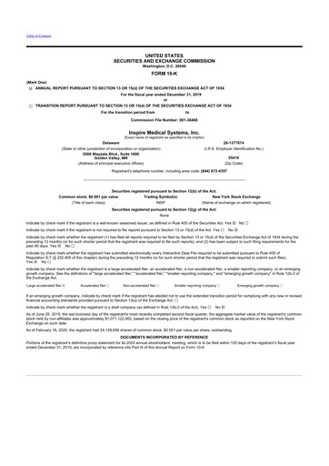 Thumbnail Inspire Medical Systems
 10-K Annual Report 2019