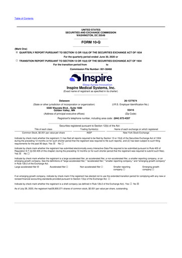 Vorschaubild Inspire Medical Systems
 10-Q Quartalsbericht 2020 