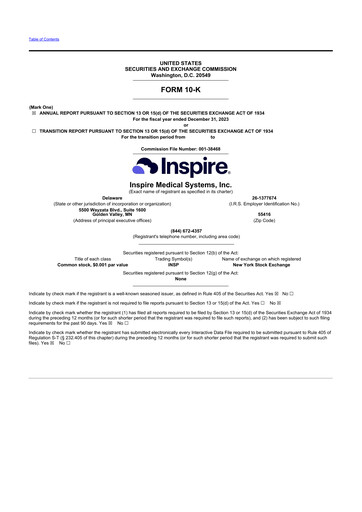 Thumbnail Inspire Medical Systems
 10-K Annual Report 2023