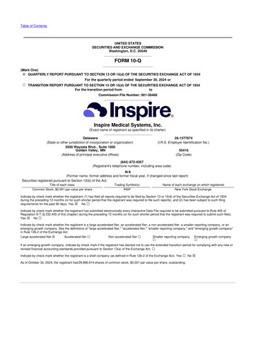 Vorschaubild Inspire Medical Systems
 10-Q Quartalsbericht 2024 