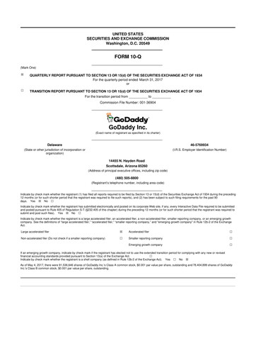 Vorschaubild GoDaddy 10-Q Quartalsbericht 2017 