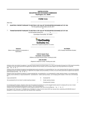 Vorschaubild GoDaddy 10-Q Quartalsbericht 2017 