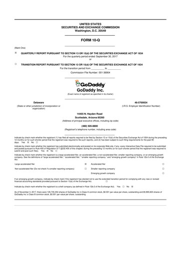 Vorschaubild GoDaddy 10-Q Quartalsbericht 2017 