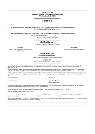 Vorschaubild GoDaddy 10-Q Quartalsbericht 2019 