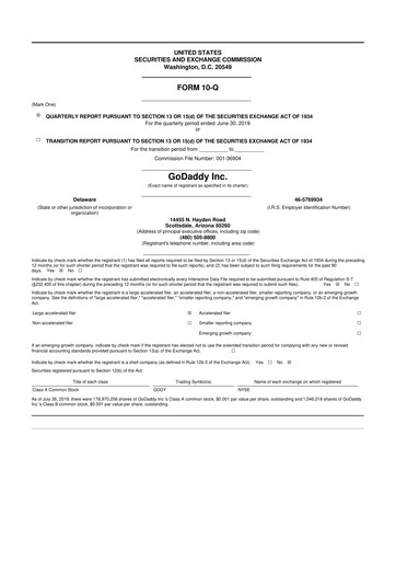 Vorschaubild GoDaddy 10-Q Quartalsbericht 2019 