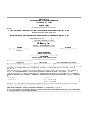 Vorschaubild GoDaddy 10-Q Quartalsbericht 2020 