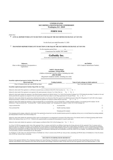 Thumbnail GoDaddy 10-K Annual Report 2020